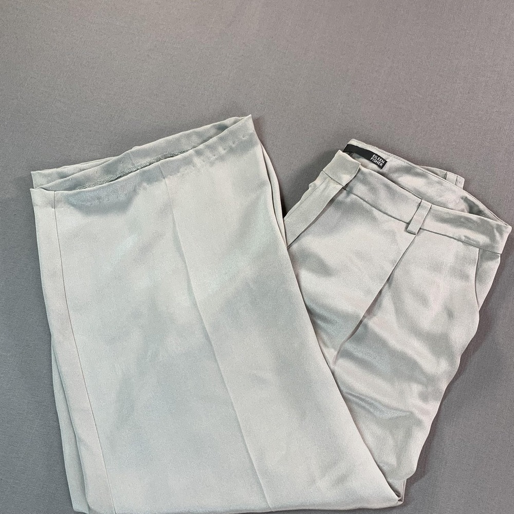 Eileen Fisher Pants Womens M (34x28) Gray Wide Leg Pleated Dress Soft Preppy Y2K